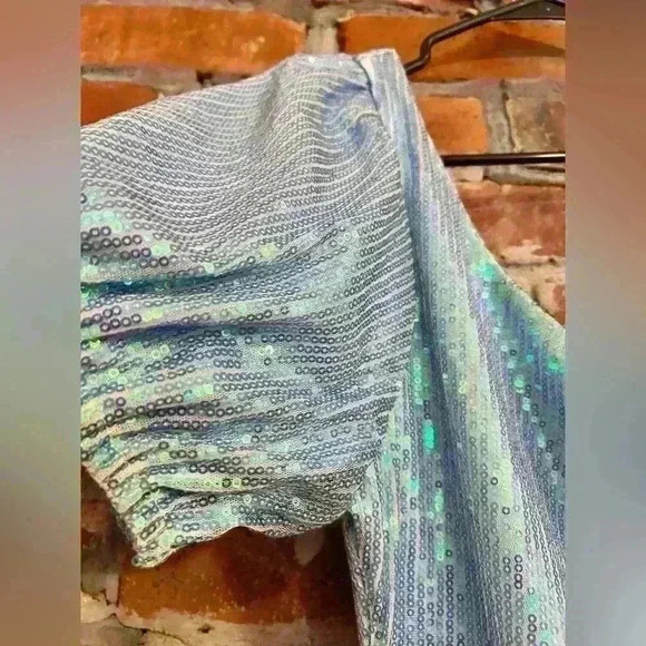 Superdown Honey One Shoulder Dress Size Small Blue Sequin - Picture 6 of 9